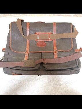 Mulberry Brown Canvas Messenger Bag with Tan Leather Trim